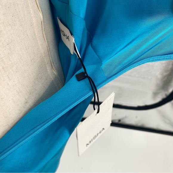 Misha Calypso Mini Dress Satin Blue Small - Picture 9 of 11